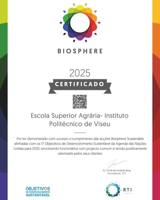 A Escola Superior Agrária de Viseu foi distinguida com o Certificado Biosphere